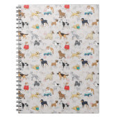 Schattige Dogs Pattern Design Wit Notitieboek (Voorkant)