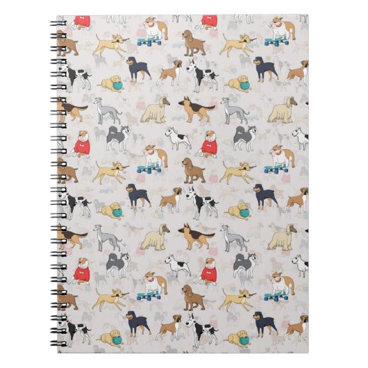 Schattige Dogs Pattern Design Wit Notitieboek (Voorkant)