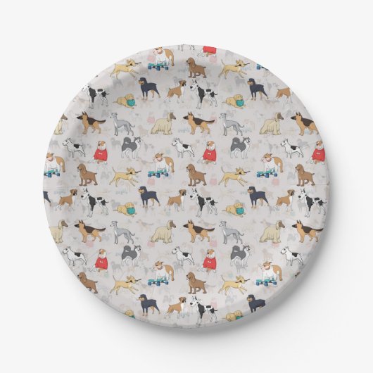 Schattige Dogs Pattern Design Wit Papieren Bordje (Voorkant)