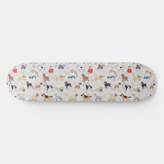Schattige Dogs Pattern Design Wit Persoonlijk Skateboard (Horizontaal)