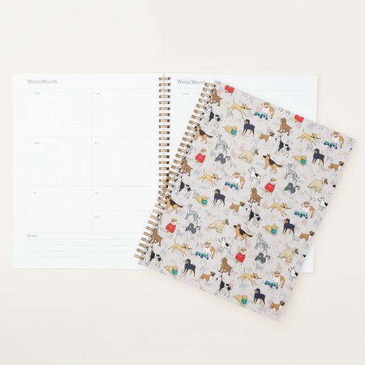 Schattige Dogs Pattern Design Wit Planner (Display)