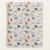 Schattige Dogs Pattern Design Wit Planner (Voorkant)