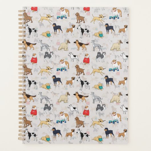 Schattige Dogs Pattern Design Wit Planner (Voorkant)