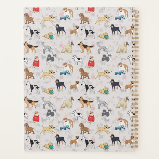 Schattige Dogs Pattern Design Wit Planner (Achterkant)