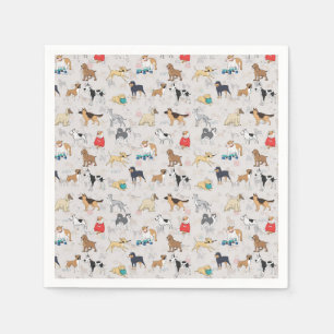 Schattige Dogs Pattern Design Wit Servet