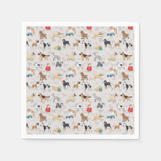 Schattige Dogs Pattern Design Wit Servet (Voorkant)