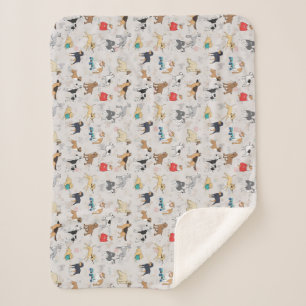 Schattige Dogs Pattern Design Wit Sherpa Deken