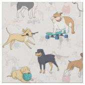 Schattige Dogs Pattern Design Wit Stof (Close Up)