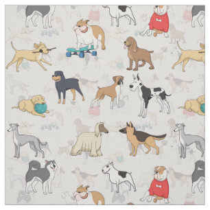Schattige Dogs Pattern Design Wit Stof