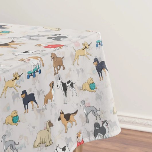 Schattige Dogs Pattern Design Wit Tafelkleed