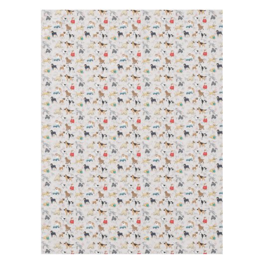 Schattige Dogs Pattern Design Wit Tafelkleed (Voorkant)