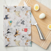 Schattige Dogs Pattern Design Wit Theedoek (Quarter Fold)