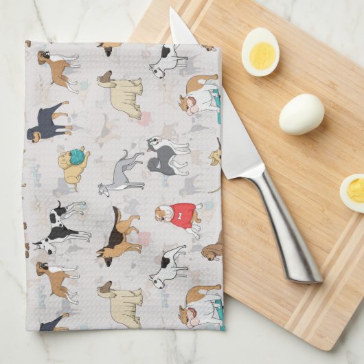 Schattige Dogs Pattern Design Wit Theedoek (Quarter Fold)