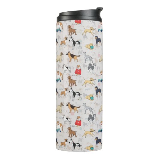 Schattige Dogs Pattern Design Wit Thermosbeker (Gedraaid links)
