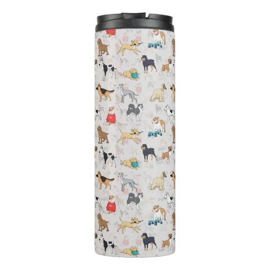 Schattige Dogs Pattern Design Wit Thermosbeker (Achterkant)