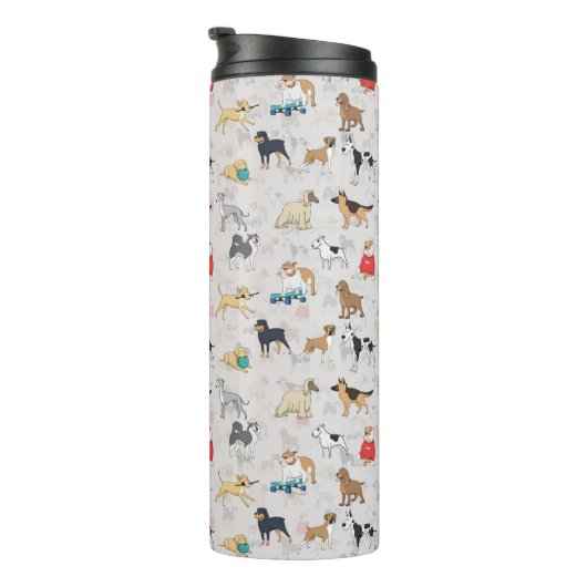 Schattige Dogs Pattern Design Wit Thermosbeker (Geroteerd rechts)