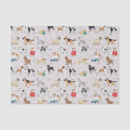 Schattige Dogs Pattern Design Wit Tissuepapier (Voorkant)