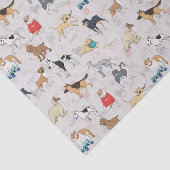 Schattige Dogs Pattern Design Wit Tissuepapier (Detail)