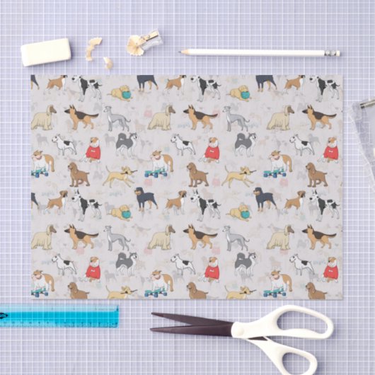 Schattige Dogs Pattern Design Wit Tissuepapier (Craft)