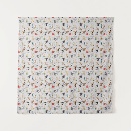 Schattige Dogs Pattern Design Wit Wandkleed (Voorkant (horizontaal))