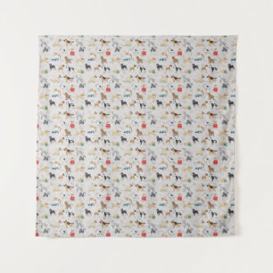 Schattige Dogs Pattern Design Wit Wandkleed