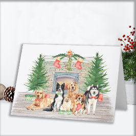 Schattige Dogs Pet Hondenliefhebber kerstkaart Feestdagen Kaart