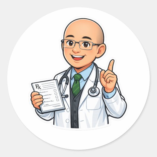 Schattige dokter chibi sticker medische professie (Voorkant)