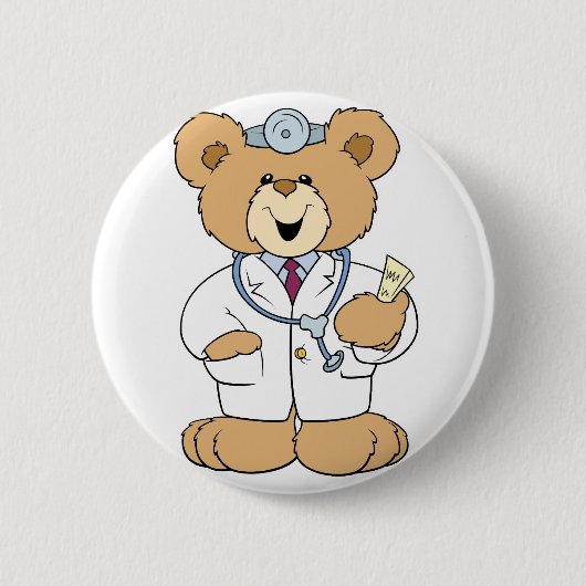 Schattige Dokter Teddibeer Ronde Button 5,7 Cm (Voorkant)