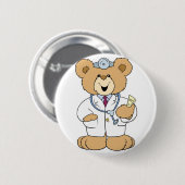 Schattige Dokter Teddibeer Ronde Button 5,7 Cm (Voorkant /achterkant)