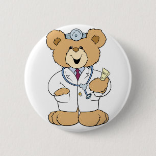 Schattige Dokter Teddibeer Ronde Button 5,7 Cm