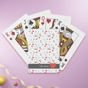 Schattige Dokter Verpleegkundige Geneeskunde Klini Pokerkaarten