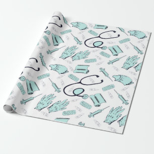 Schattige dokter verpleegster medisch patroon cadeaupapier