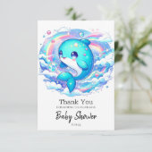 Schattige dolfijn Baby shower Bedankkaart (Staand voorkant)