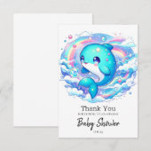Schattige dolfijn Baby shower Bedankkaart (Voorkant / Achterkant)