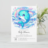 Schattige dolfijn Baby shower Kaart (Staand voorkant)