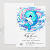 Schattige dolfijn Baby shower Kaart (Voorkant / Achterkant)