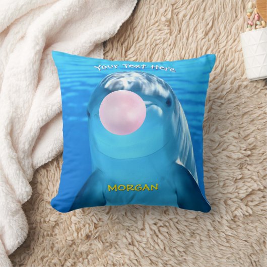Schattige dolfijn die bubbelgom blaast, naam & ber kussen (Deken)
