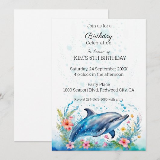 Schattige dolfijn kaart (Voorkant / Achterkant)