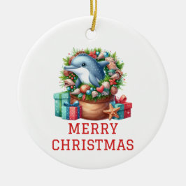 Schattige Dolfijn Kerst Keramisch Ornament