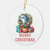 Schattige Dolfijn Kerst Keramisch Ornament (Links)