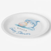 Schattige Dolfijn Minimalistisch Baby shower Papieren Bordje (Gekanteld)