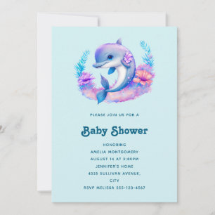 Schattige Dolfijn Zeewezen Baby Shower Kaart