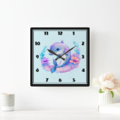 Schattige dolfijn zeewezen vierkante klok (Huis)