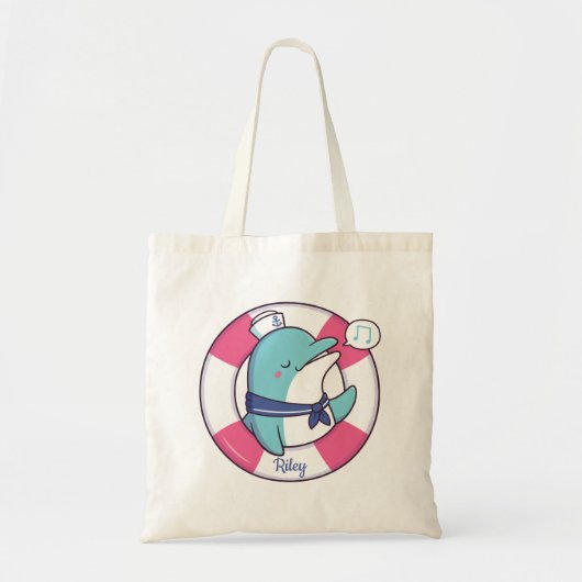 Schattige Dolfijn Zeiler Met Reddingsboei Tote Bag (Voorkant)