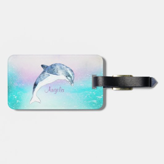 Schattige Dolfijnen, op maat gesneden lijnen Bagagelabel (Achterkant horizontaal)