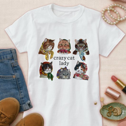 Schattige Dolle Katvrouw – Grappige Kattenliefhebb T-shirt