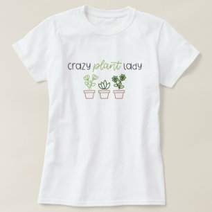 SCHATTIGE "DOLLE PLANTENVROUW" MET POTPLANTEN T-SHIRT