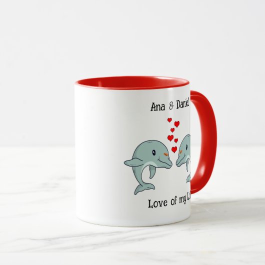 Schattige Dolphin Paar Gepersonaliseerd Cadeau Mok (Voorkant rechts)
