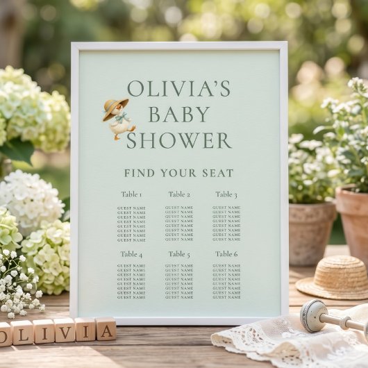 Schattige Domme Gans 6 Tafel Zitplaatskaart Baby S Poster