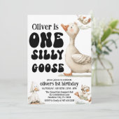 schattige domme gans ,één domme gans 1e feest uitn kaart (Staand voorkant)